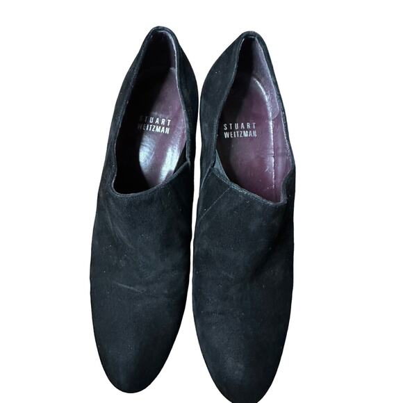 Stuart Weitzman Black Suede Pointed Toe Stiletto Heel Ankle Bootie 6.5 Career - Picture 6 of 10